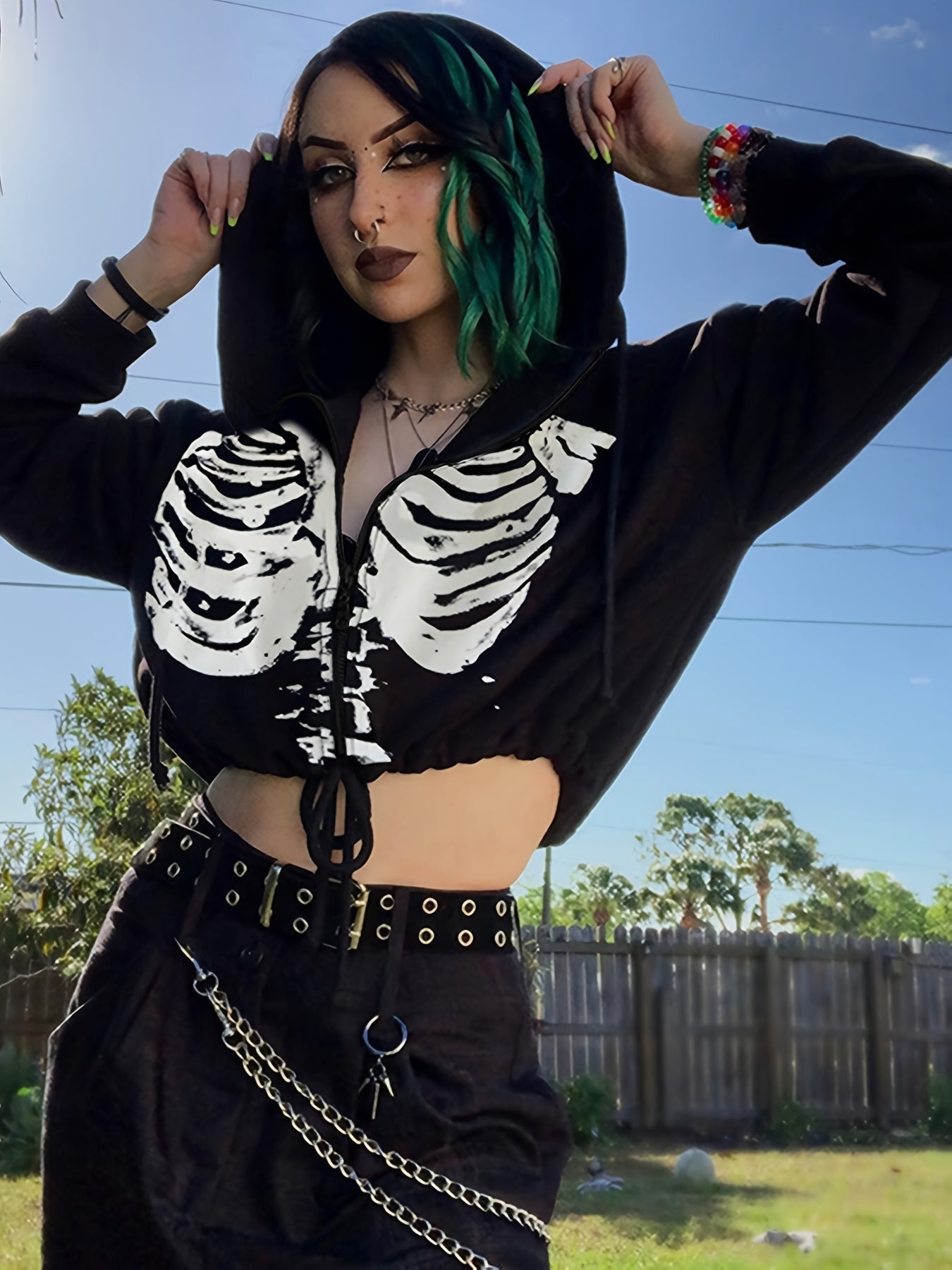 Women's Gothic Skull Hoodie