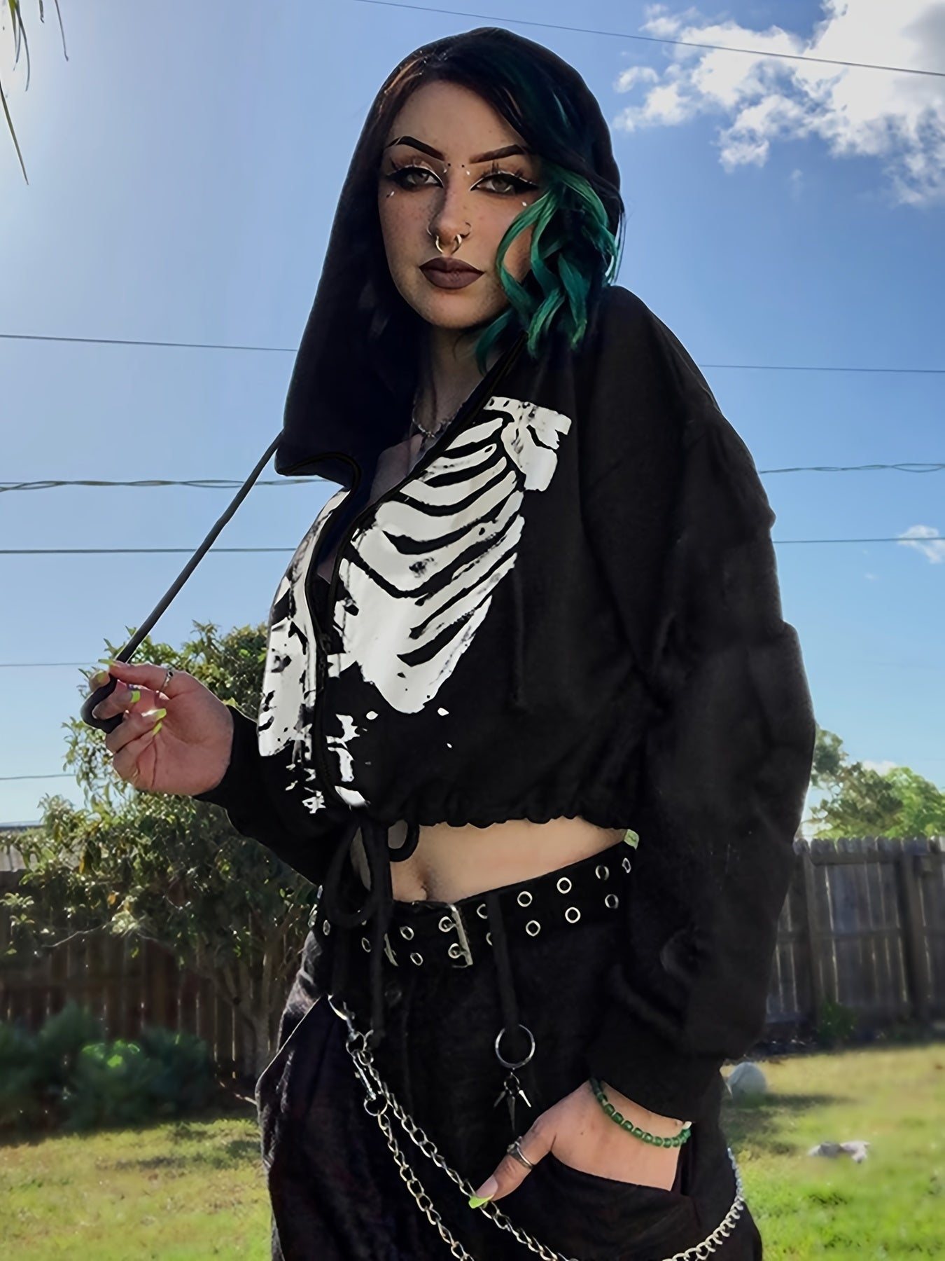 Women's Gothic Skull Hoodie